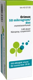 Orimox 50 mikrogram/dos Mometason, Nässpray, suspension, 140 dos(er)