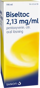Biseltoc Oral lösning 2,13 mg/ml Pentoxiverin 190 milliliter