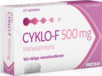 Cyklo-f 500 mg Tranexamsyra, Filmdragerad tablett, 20 tablett(er)
