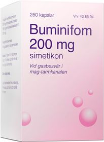 Buminifom 200 mg Silikoner, Kapsel, mjuk, 250 styck