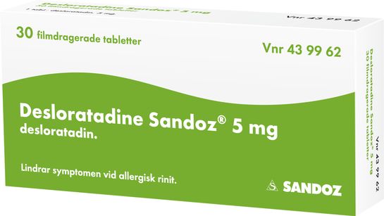 Desloratadine Sandoz 5 mg Desloratadin, filmdragerad tablett, 30 st
