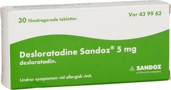 Desloratadine Sandoz 5 mg Desloratadin, Filmdragerad tablett, 30 tablett(er)