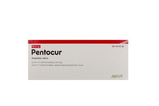 Pentocur Pulver till injektionsvätska, lösning Tiopental 10 x 1 gram
