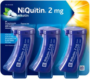 NiQuitin 2 mg Nikotin, Komprimerad sugtablett, 60 tablett(er)