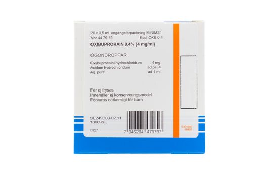 Oxibuprokain Bausch & Lomb Ögondroppar, lösning i endosbehållare 0,4 % (4 mg/ml) 20 x 0,5 milliliter
