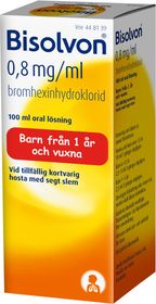 Bisolvon 0,8 mg/ml Bromhexin, Oral lösning, 100 milliliter
