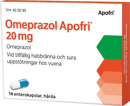 Omeprazol Apofri 20 mg Omeprazol, enterokapsel hård, 14 st