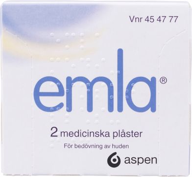 EMLA Medicinskt plåster 25 mg/25 mg Lidokain + prilokain 2 styck