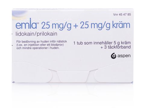 EMLA 25 mg/g + 25 mg/g Lidokain/Prilokain, kräm, 5 g