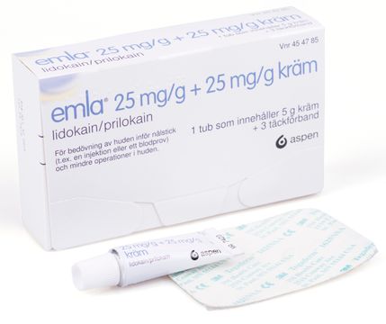 EMLA 25 mg/g + 25 mg/g Lidokain/Prilokain, kräm, 5 g