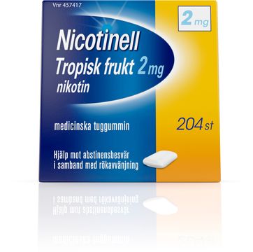 Nicotinell Tropisk frukt 2 mg Nikotin, medicinskt tuggummi, 204 st