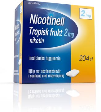 Nicotinell Tropisk frukt 2 mg Nikotin, medicinskt tuggummi, 204 st