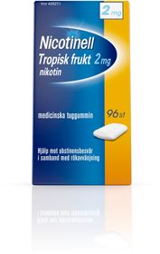 Nicotinell Tropisk frukt 2 mg Nikotin, Medicinskt tuggummi, 96 styck