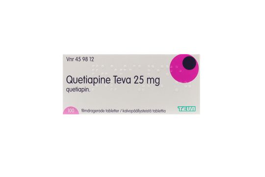 Quetiapine Teva Filmdragerad tablett 25 mg Kvetiapin 100 tablett(er)