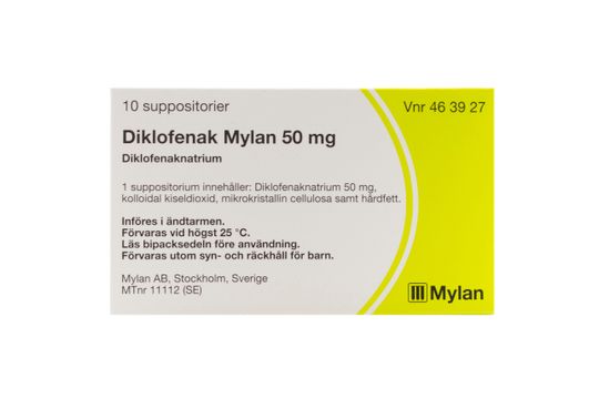 Diklofenak Mylan Suppositorium 50 mg Diklofenak 10 suppositorium/suppositorier