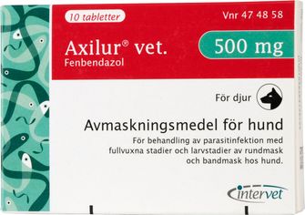 Axilur vet. 500 mg Fenbendazol, Tablett, 10 tablett(er)