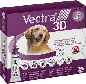 Vectra 3D för hund, 25-40 kg Permetrin, kombinationer, Spot-on, lösning, 3 x 4.7 milliliter