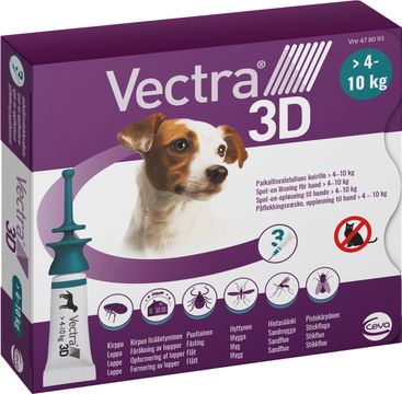 Vectra 3D för hund 4-10 kg Spot-on fästingmedel, lösning, 3 x 1,6 ml