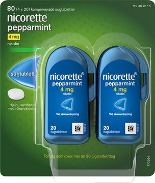 Nicorette Pepparmint 4 mg Komprimerad sugtablett med nikotin,  4 x 20 st