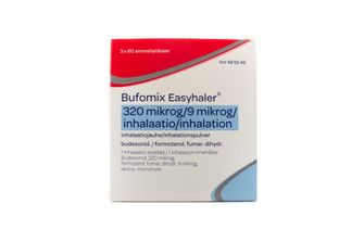 Bufomix Easyhaler 320 mikrogram/9 mikrogram/inhalation Formoterol och budesonid, Inhalationspulver, 3 x 60 dos(er)