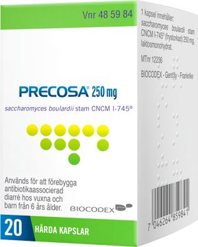 Precosa 250 mg Saccharomyces boulardii, kapsel, hård, 20 st