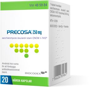Precosa 250 mg Saccharomyces boulardii, Kapsel, hård, 20 kapsel/kapslar