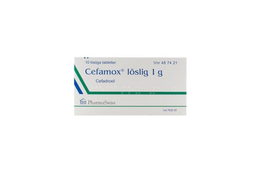 Cefamox löslig Löslig tablett 1 g Cefadroxil 10 styck