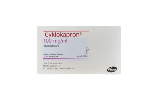 Cyklokapron Injektionsvätska, lösning Medartuum AB 100 mg/ml Tranexamsyra 10 x 5 milliliter