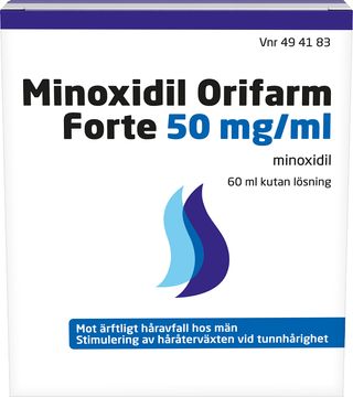 Minoxidil Orifarm Forte 50 mg/ml Minoxidil, kutan lösning, 60 ml