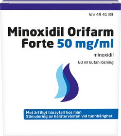 Minoxidil Orifarm Forte 50 mg/ml Minoxidil, Kutan lösning, 60 milliliter