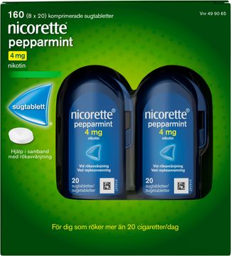 Nicorette Pepparmint 4 mg Komprimerad sugtablett med nikotin, 8 x 20 st