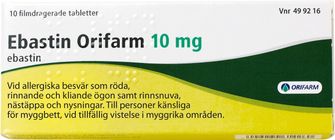 Ebastin Orifarm 10 mg Ebastin, Filmdragerad tablett, 10 styck