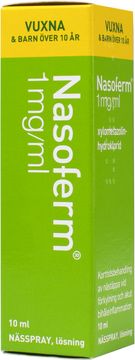 Nasoferm 1 mg/ml Xylometazolin, nässpray, lösning, 10 ml