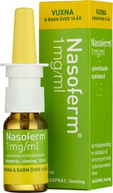 Nasoferm 1 mg/ml Xylometazolin, Nässpray, lösning, 10 milliliter