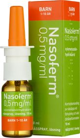Nasoferm 0,5 mg/ml Xylometazolin, Nässpray, lösning, 10 milliliter
