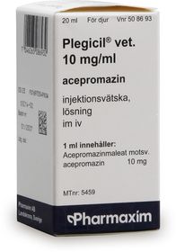 Plegicil vet. 10 mg/ml Acepromazin, Injektionsvätska, lösning, 20 milliliter