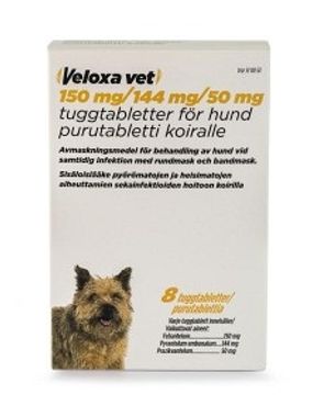 Veloxa vet Tuggtablett 150 mg/144 mg/50 mg 8 tablett(er)