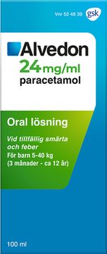 Alvedon, 24 mg/ml Paracetamol, oral lösning, 100 ml