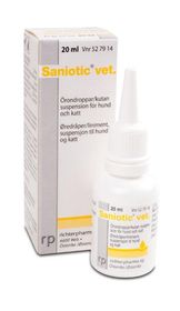 Saniotic vet Prednisolon och antiinfektiva medel, Örondroppar/kutan suspension, 20 milliliter