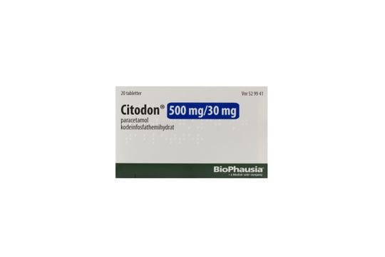Citodon Tablett 500 mg/30 mg Paracetamol + kodein 20 styck