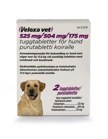 Veloxa vet 525 mg/504 mg/175 mg Febantel, kombinationer, Tuggtablett, 2 tablett(er)
