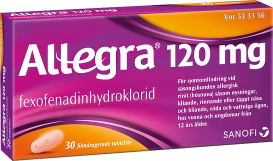 Allegra 120 mg Fexofenadin, filmdragerad tablett, 30 st