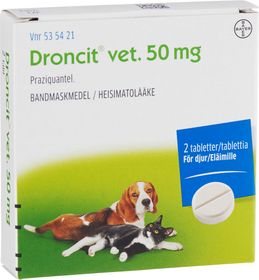 Droncit vet. 50 mg Prazikvantel, Tablett, 2 tablett(er)