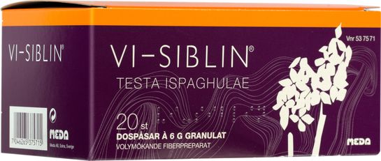 Vi-Siblin Granulat i dospåse .Hjälper mot trög och lös mage. 610 mg/g 20 st