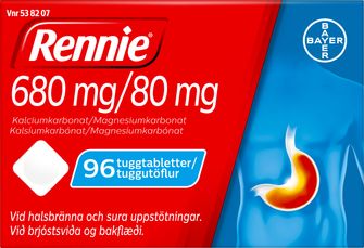 Rennie 680 mg/80 mg Aluminium-, kalcium- och magnesiumsalter, Tuggtablett, 96 styck