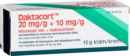 Daktacort 20 mg/g + 10 mg/g Hydrokortison + mikonazol, kräm, 15 g