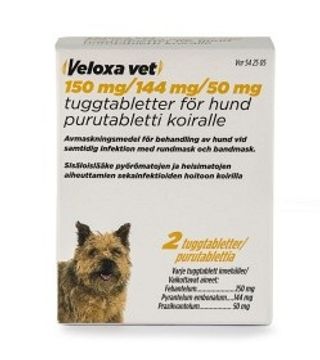 Veloxa vet Tuggtablett 150 mg/144 mg/50 mg 2 tablett(er)