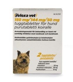 Veloxa vet 150 mg/144 mg/50 mg Febantel, kombinationer, Tuggtablett, 2 tablett(er)
