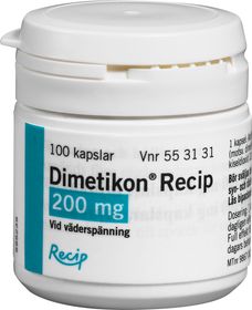Dimetikon 200 mg Vid väderspänning, kapsel, 100 st