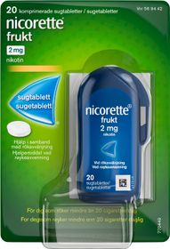 Nicorette Frukt 2 mg Nikotin, Komprimerad sugtablett, 20 tablett(er)